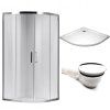 Čtvrtkruhový sprchový kout HYD-RK101B 90x90 cm chrom/transparent + vanička HYD-RSV-ST01B bílá