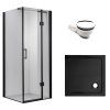 Čtvercový sprchový kout KZ1390A BL 80x80 černá/transparent + vanička ST02A BL černá