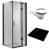 Čtvercový sprchový kout KZ1390A BL 80x80 černá/transparent + vanička ST02A BL černá