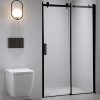 Posuvné sprchové dveře HYD-PD03B 100 černá/transparent pro instalaci do niky + vanička HYD-OSV-SXL02C černá