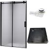 Posuvné sprchové dveře HYD-PD03B 100 černá/transparent pro instalaci do niky + vanička HYD-OSV-SXL02C černá
