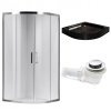 Čtvrtkruhový sprchový kout HYD-RK101B 90x90 cm chrom/transparent + vanička HYD-RSV-SXL01B černá