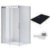 Obdélníkový sprchový kout KZ203A 100x80 chrom/transparent + vanička ST03A BL černá