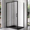 Obdélníkový sprchový kout KZ103A BL 100x80 černý/transparent + vanička ST03A BL černá