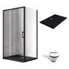 Obdélníkový sprchový kout KZ103A BL 100x80 černý/transparent + vanička ST03A BL černá