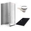 Obdélníkový sprchový kout KZ06B 100x80 chrom/transparent + vanička ST03A BL černá