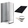 Obdélníkový sprchový kout KZ06B 100x80 chrom/transparent + vanička ST03A BL černá