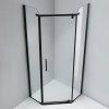 Pětiúhelníkový sprchový kout HYD-PK91A 80x80 černá/transparent + vanička HYD-PSV-SXL07A černá