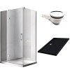 Obdélníkový sprchový kout KZ02B BL 100x80 chrom/transparent + vanička ST03A černá