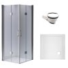Čtvercový sprchový kout HYD-SK1290B 90x90 chrom/transparent + vanička HYD-SSV-ST02B bílá