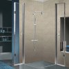 Čtvercový sprchový kout HYD-SK1290B 90x90 chrom/transparent + vanička HYD-SSV-ST02B bílá