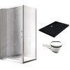 Obdélníkový sprchový kout KZ103A 100x80 chrom/transparent + vanička ST03A BL černá