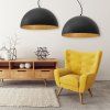 Závěsná stropní lampa s kovovou mísou černá 50cm
