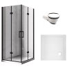 Čtvercový sprchový kout HYD-SK08B 80x80 černá/transparent + vanička HYD-SSV-ST02A bílá