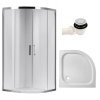 Čtvrtkruhový sprchový kout HYD-RK101A 80x80 cm chrom/transparent + vanička HYD-RSV-SXL01A bílá