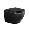Závěsná WC mísa se SoftClose sedátkem HYD-4777, černá mat/zlatý lem
