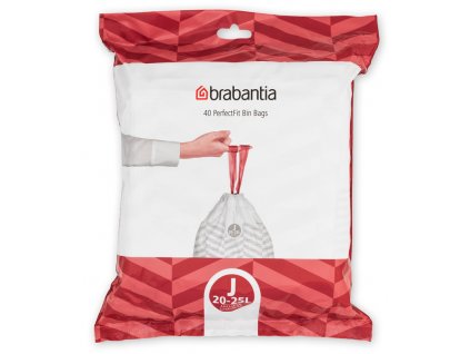 PerfectFit Bags, Code J, 20 25L, 40 Bags White 8710755115608 Brabantia 96dpi 1000x1000px 7 NR 25549