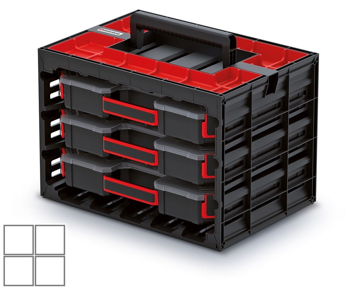 Skříňka s 3 organizéry TAGER CASE, 415 x 290 x 290 mm, Kistenberg