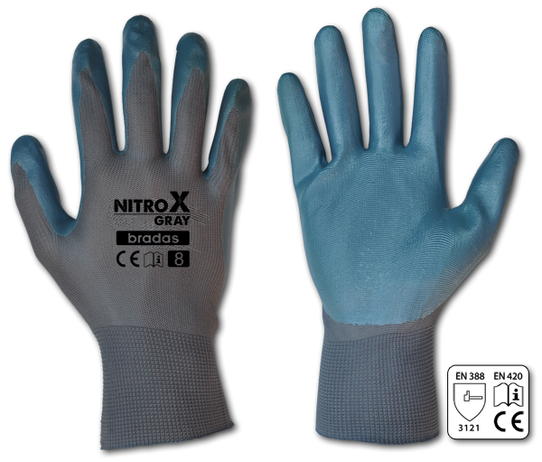 Pracovní rukavice potažené nitrilem, velikost M