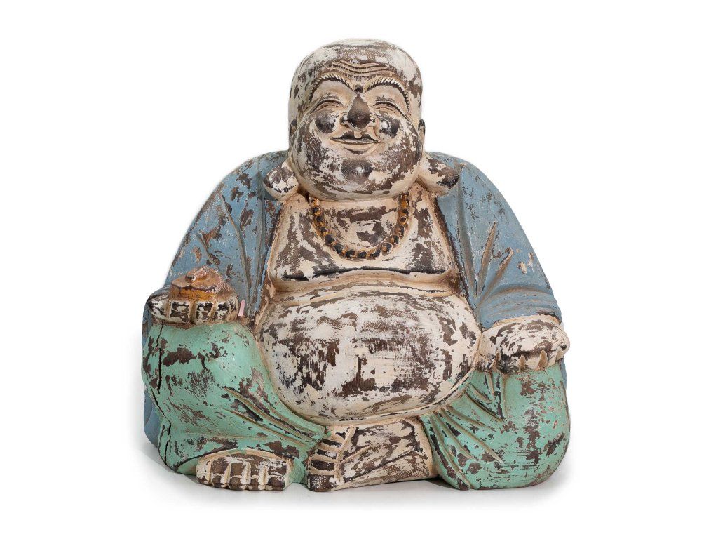 Vintage Modrý Buddha - 30cm - Šťastný Buddha