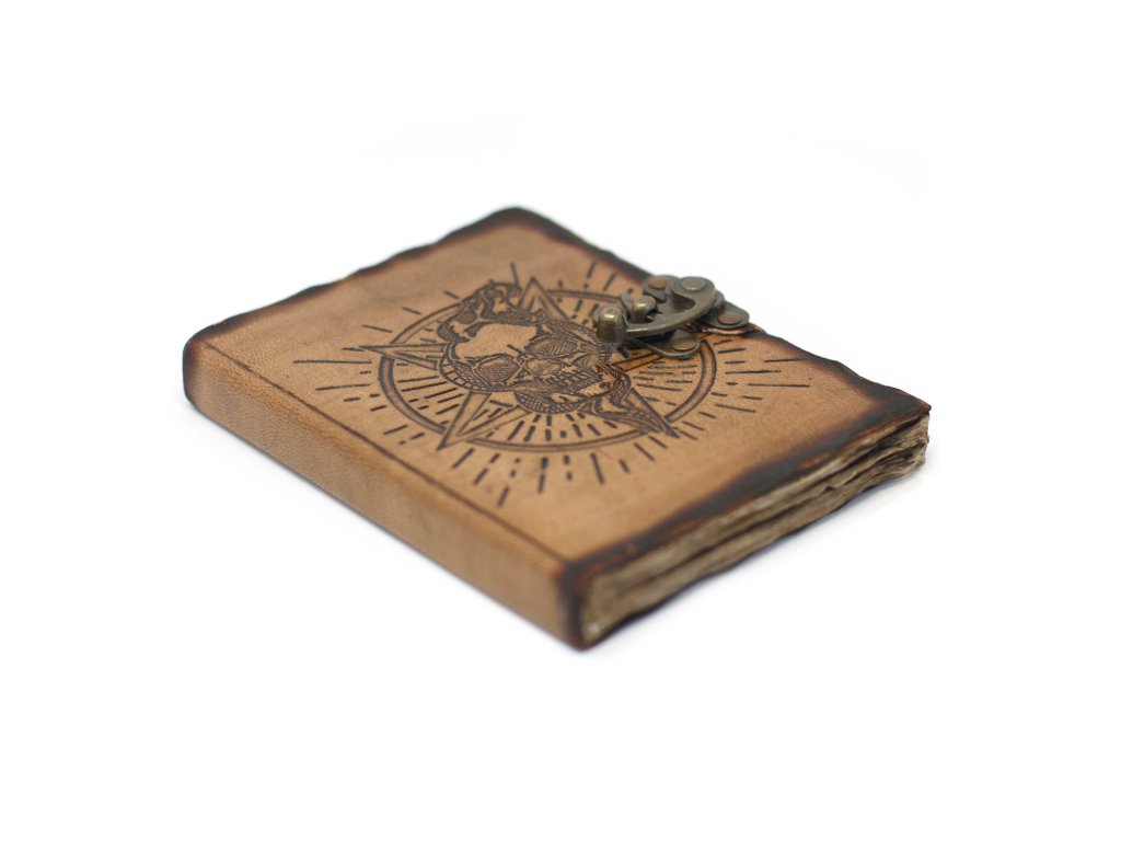 Kožený Zápisník (18x13 cm) - Pentagram & Lebka