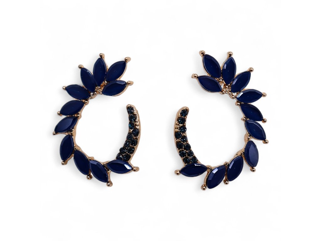 Královská Modrá - Vintage Sklo - Smyčka - Náušnice