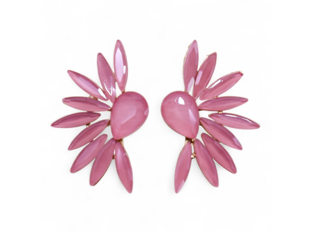 Růženín - Vintage Sklo - Andělská Křídla - Náušnice