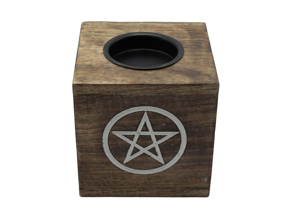 Velká Čtvercová Aroma Lampa z Mangového Dřeva - Pentagon