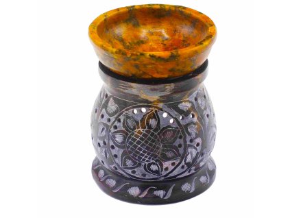 Mastková Aroma Lampa 10.5cm - Květ Mandala - Černá a Žlutá