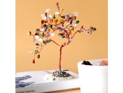 Velký Stromek s Drahými Kameny - Různé - Podstavec z Přírodního Achátu (100 kamenů)