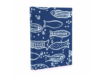 Bavlněný Zápisník 20x15cm - 96 stránek - Indigová Ryba