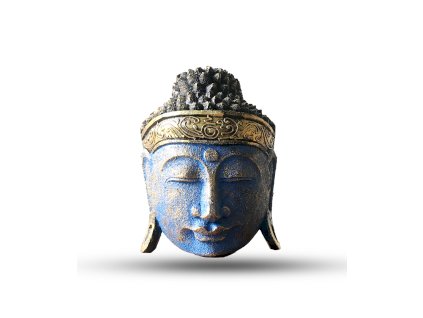 Domácí Dekorace - Hlava Buddhy - 25cm - Modrý Lesk