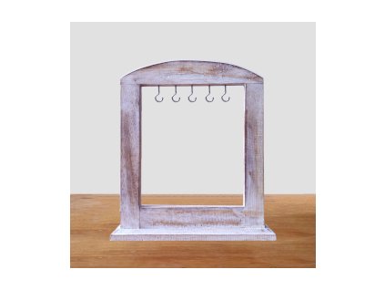 Malý Stojan s Háčky na Zavěšení - Bílý Vymývaný (30x25cm)