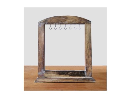 Střední Stojan s Háčky na Zavěšení - Tmavé Dřevo (40x30cm)