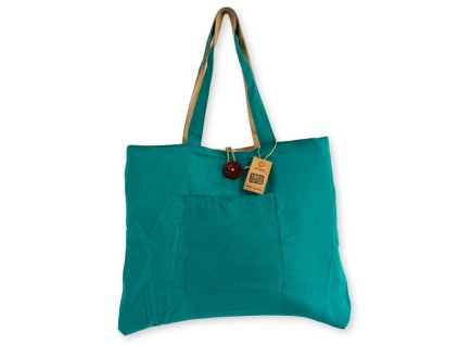 Velká Oboustranná Taška z Juty a Bavlny - Modrozelená (7717C)