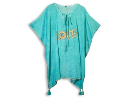Nomád Sari - Kaftan - Tyrkysový & Zlatý - Design Lásky
