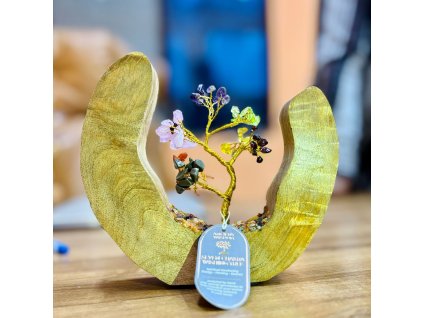 Stromek Štěstí na Mangovém Dřevě - Otevřený Prsten - 7 Čaker - 60 Kamínků