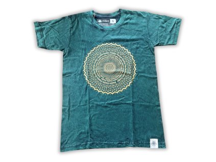 Střední Stone Washed Tričko - Mandala - Zelené