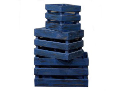 Sada 3 Úložných/Výstavných Přepravek - Modrá Vymývaná