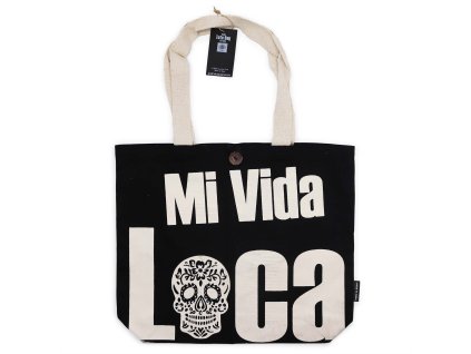 Ikonická Klasická Taška - Mi Vida Loca - Černá Přírodní 10oz (36x43x10cm)