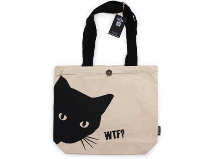 Ikonická Klasická Taška - Black Cat - Přírodní 10oz (36x43x10cm)