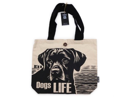 Ikonická Klasická Taška - It's a Dogs Life - Bílá 10oz (36x43x10cm)