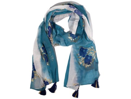 Nomad Sari - Letní Šátek - 180x50cm - Vodní Ryba - Mořská Modrá