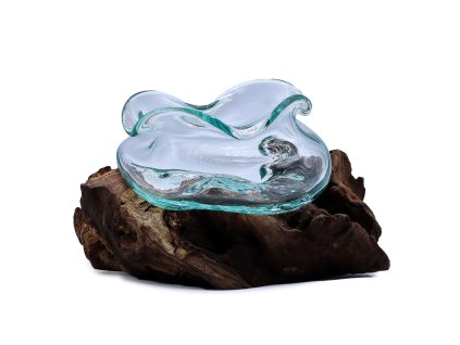 Tavené Sklo na Dřevě - Vlna