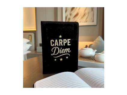 Sametový Zápisník - 80 stran - Carpe Diem - Černý