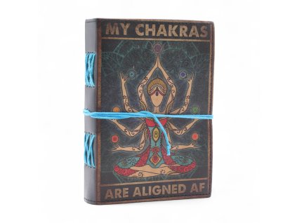 Kožený Zápisník s Potiskem (7x5") - My Chakras are Aligned AF - 200 Čistých Stran