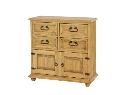 Komoda sosnowa KD801 (Barva sosna brunatny wosk, Šířka, Výška, Hloubka, Hmotnost 90, 89, 43, 45 kg)