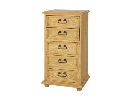 Komoda sosnowa KD717 (Barva sosna brunatny wosk, Šířka, Výška, Hloubka, Hmotnost 56, 108, 43, 35 kg)