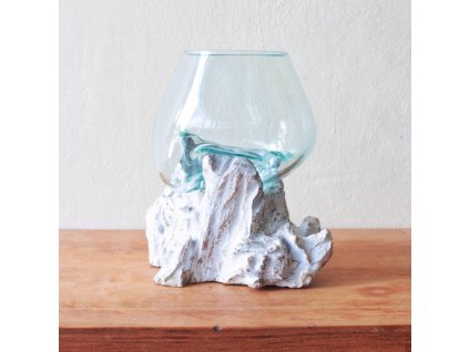 Tavené Sklo na Vymývaném Dřevě - Velká Miska