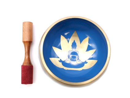 Velká Souprava Zpívajících Misek - Jógové Pozice - Bílá/Modrá 14cm